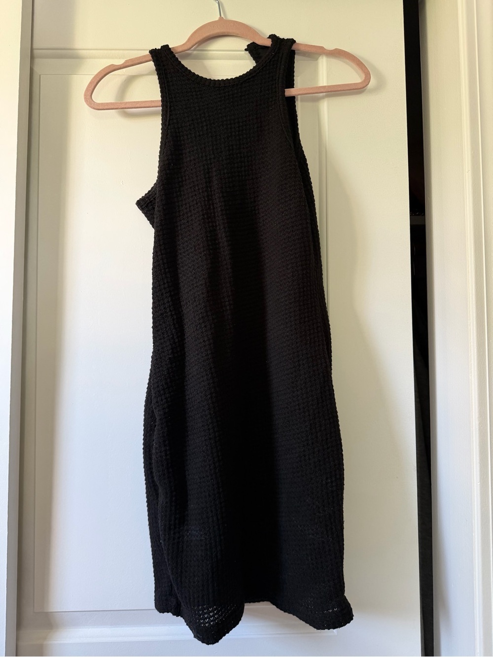SHEIN Black Textured Sleeveless Mini Dress